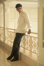 IVORY MULTILINE EMBROIDERED SHIRT