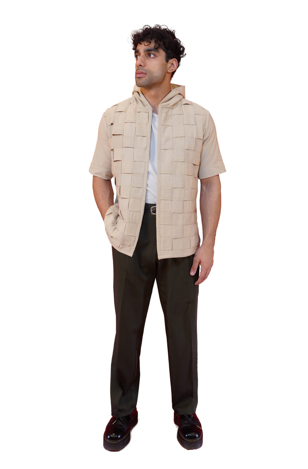 WOVEN SHACKET IN TAUPE