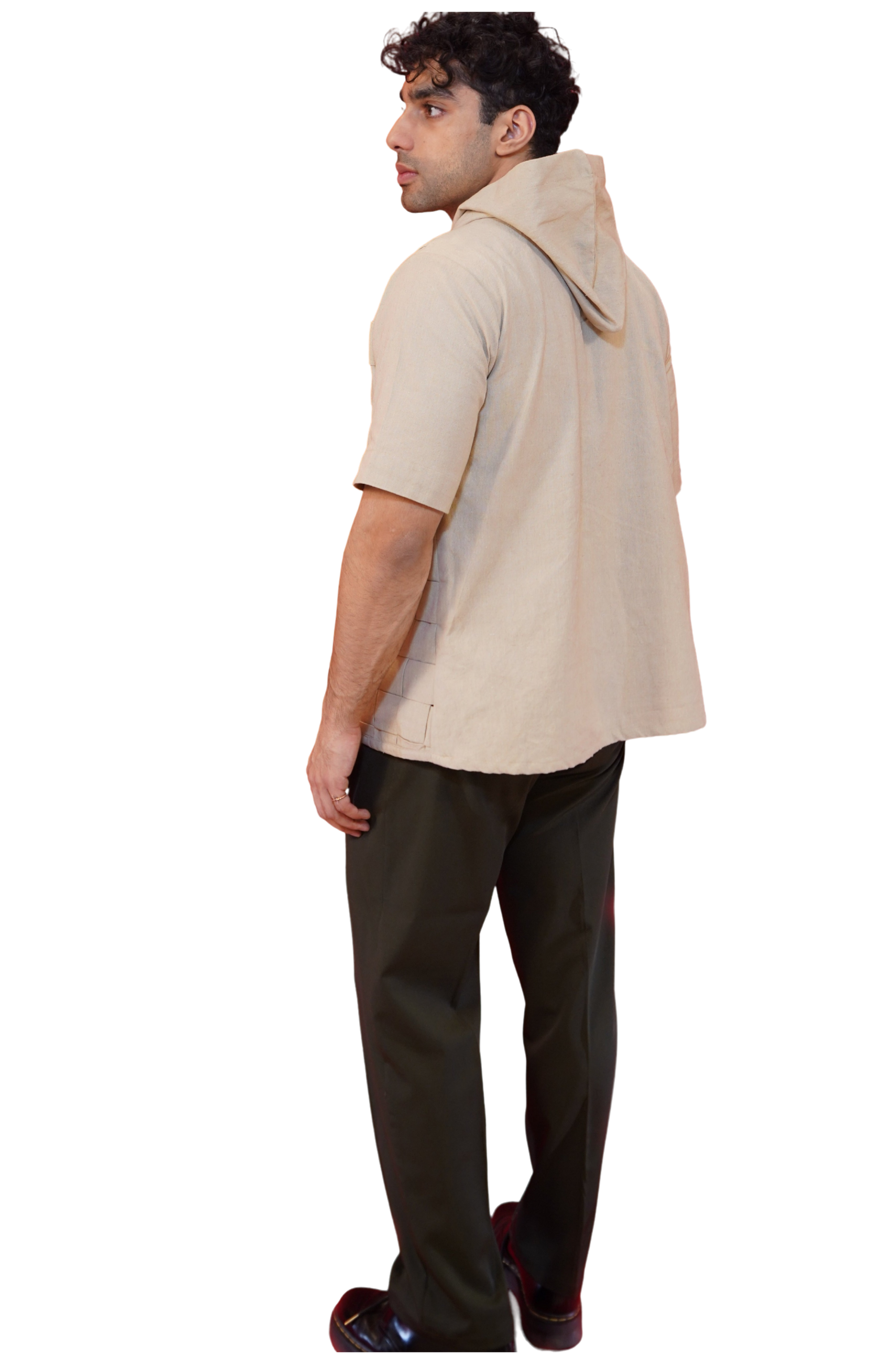 WOVEN SHACKET IN TAUPE