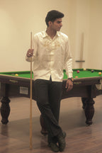 IVORY FLORAL MOTIF EMBROIDERED SHIRT