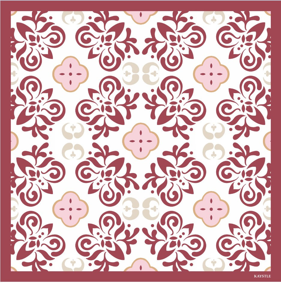 Berry Red Motif Scarf