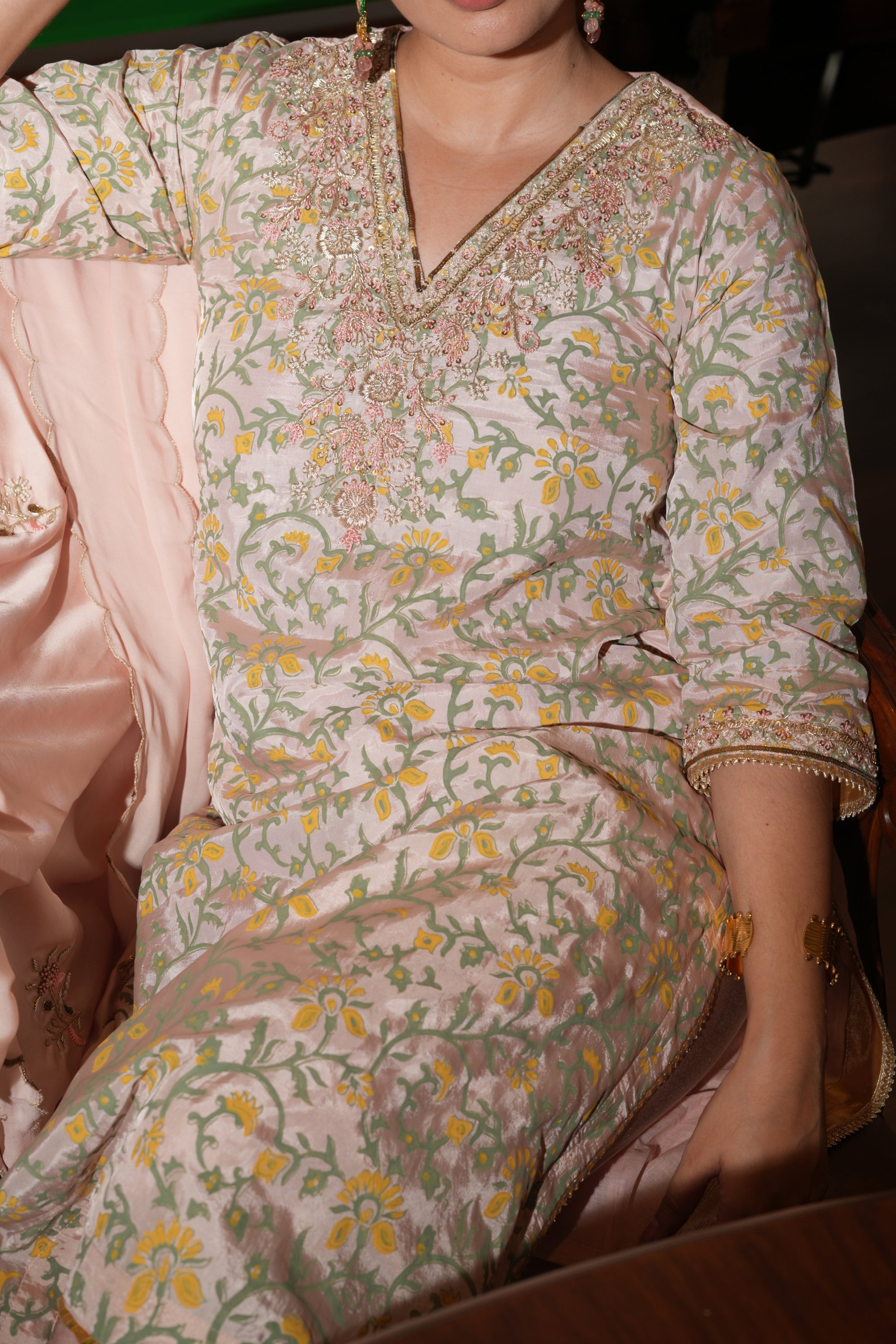 ROSE PINK EMBROIDERED KURTA SET