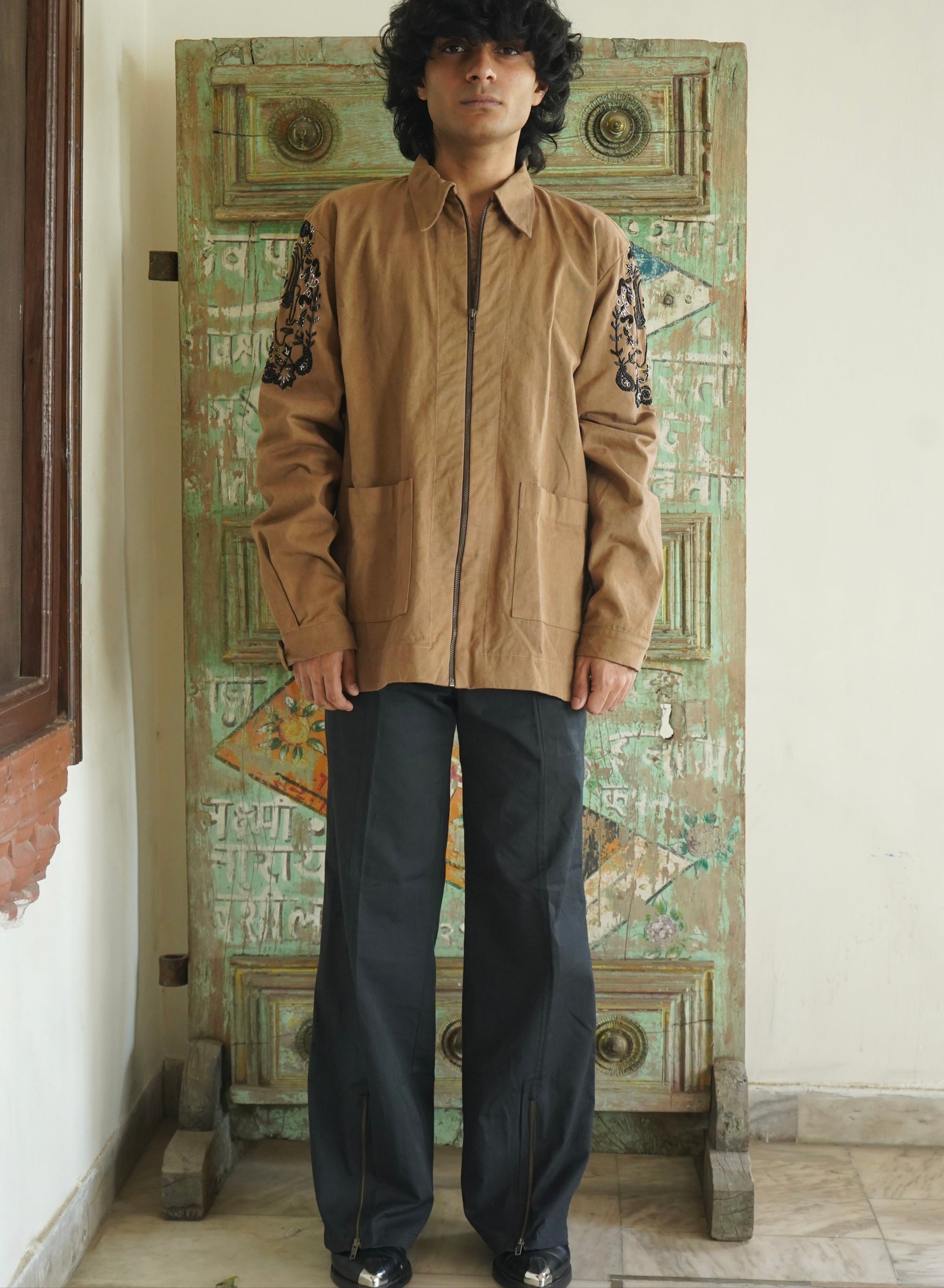 BROWN TATTOO JACKET SET