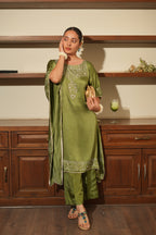 GREEN BANDHANI KAFTAN SET