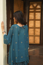 PEACOCK BLUE EMBROIDERED KURTA SET