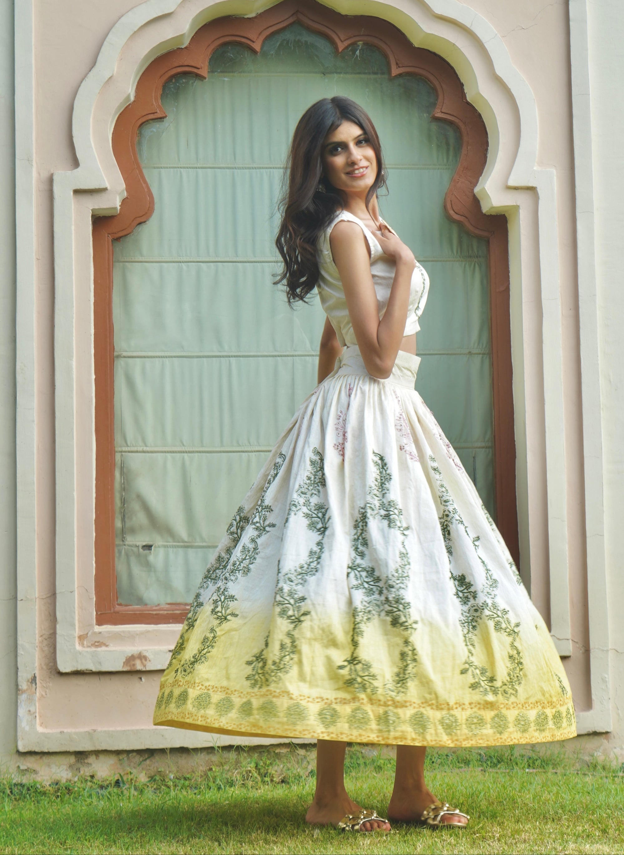 SUMMER SKIRT SET  - YELLOW & WHITE