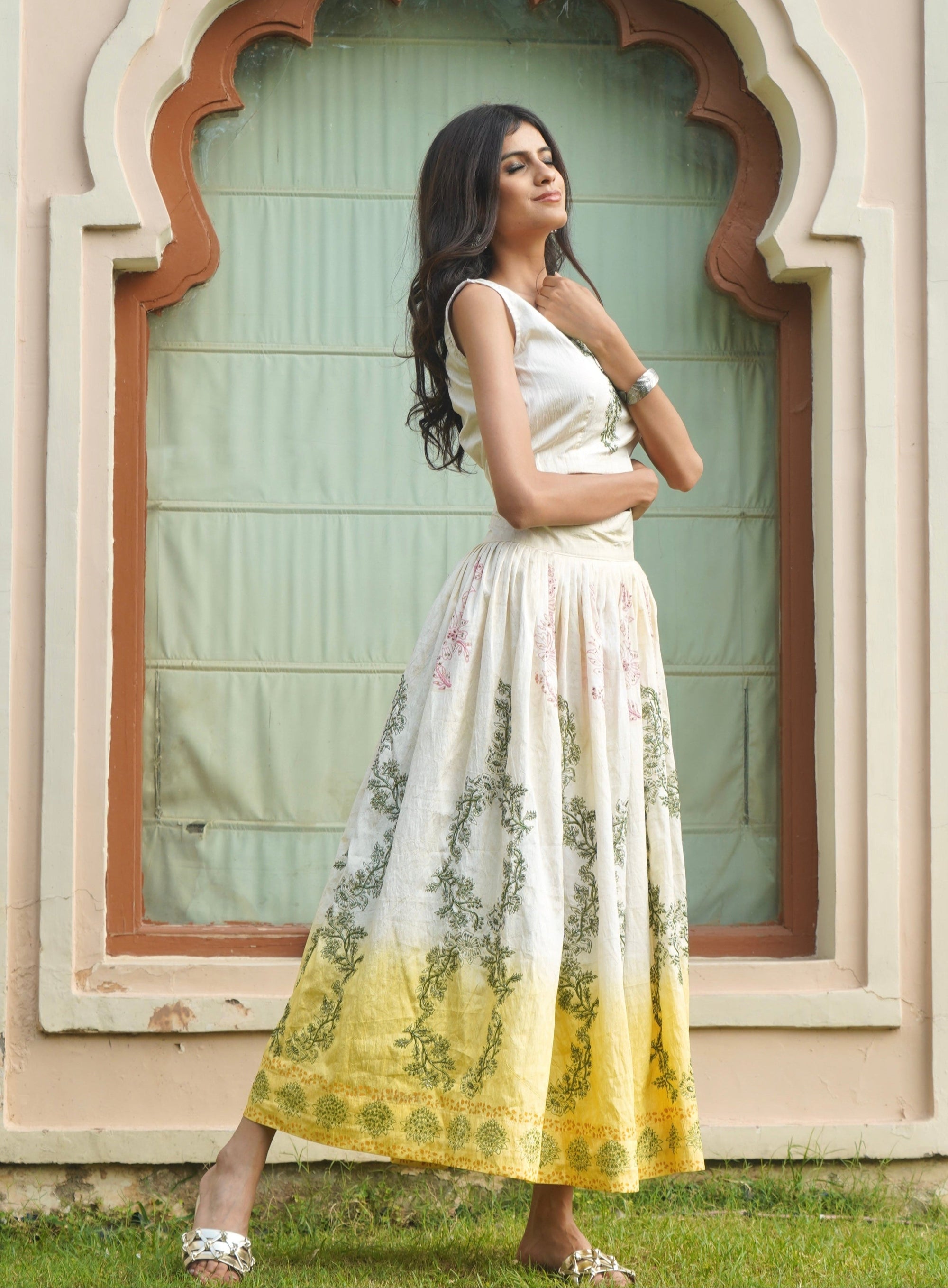 SUMMER SKIRT SET  - YELLOW & WHITE