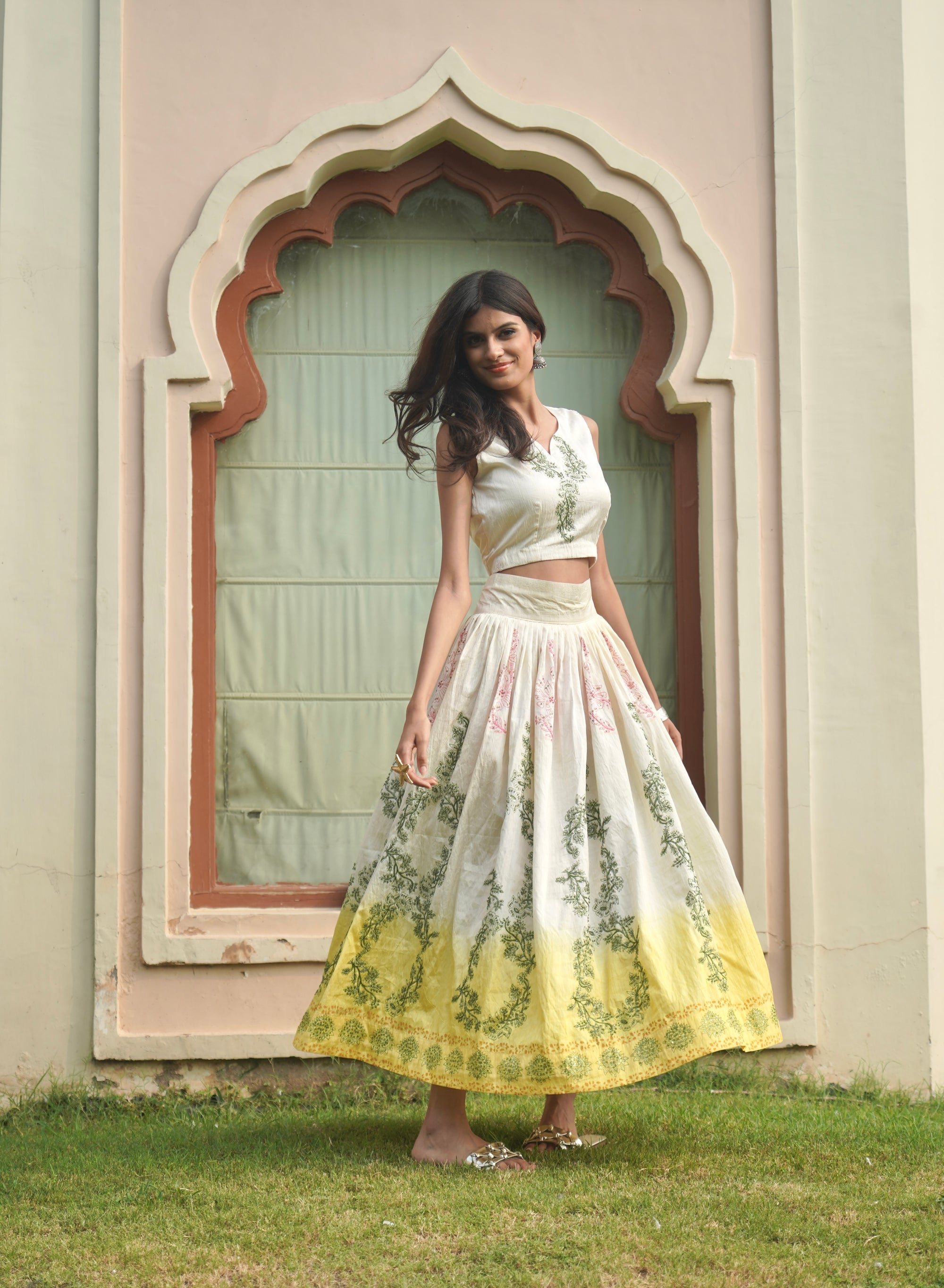 SUMMER SKIRT SET  - YELLOW & WHITE