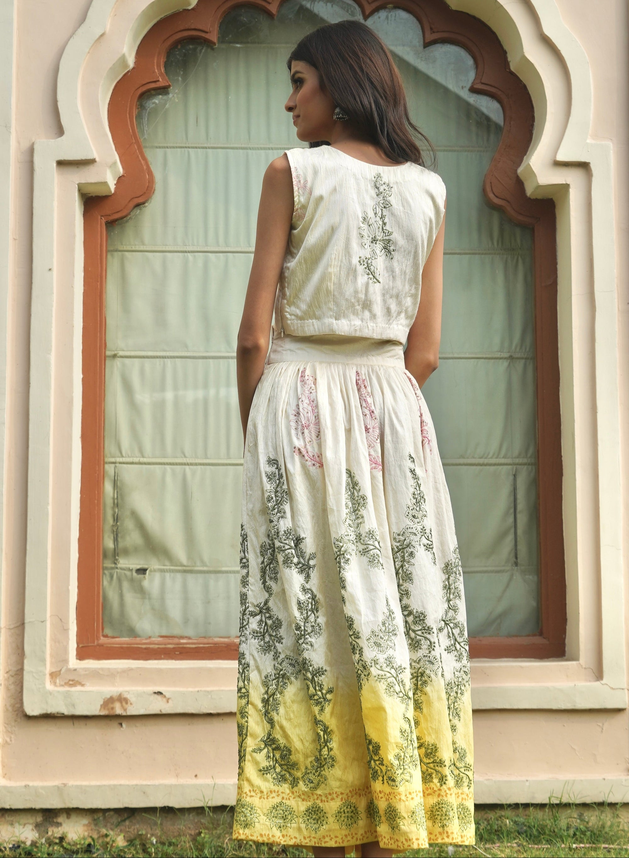SUMMER SKIRT SET  - YELLOW & WHITE
