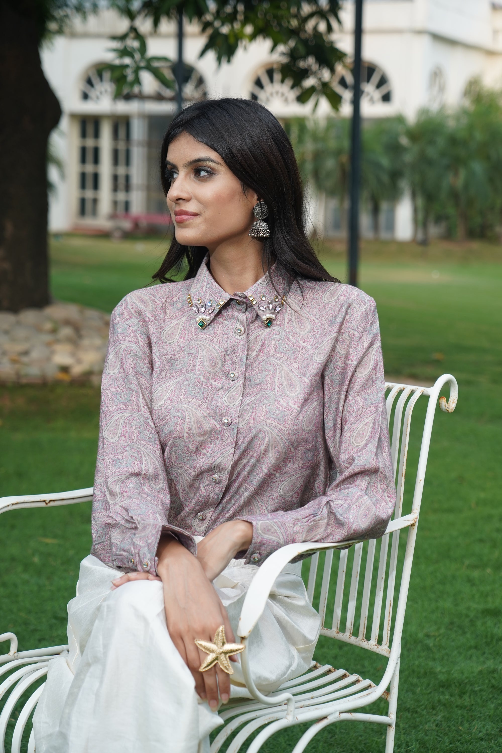 PINK & SEA GREEN PAISLEY TOP