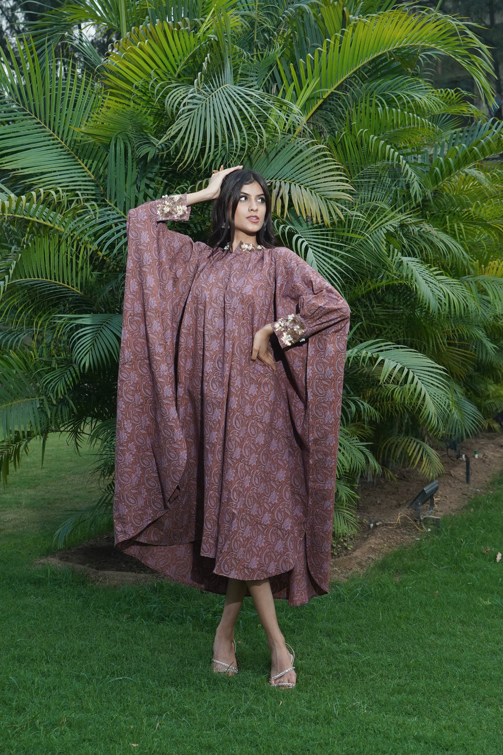 BURNT UMBER FLORAL DRESS