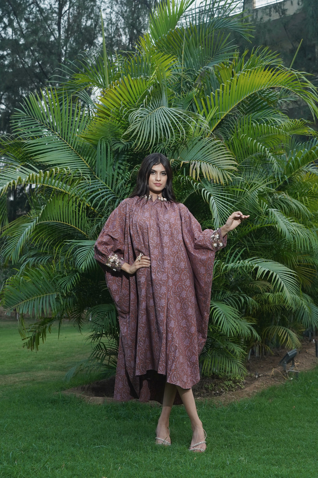 BURNT UMBER FLORAL DRESS