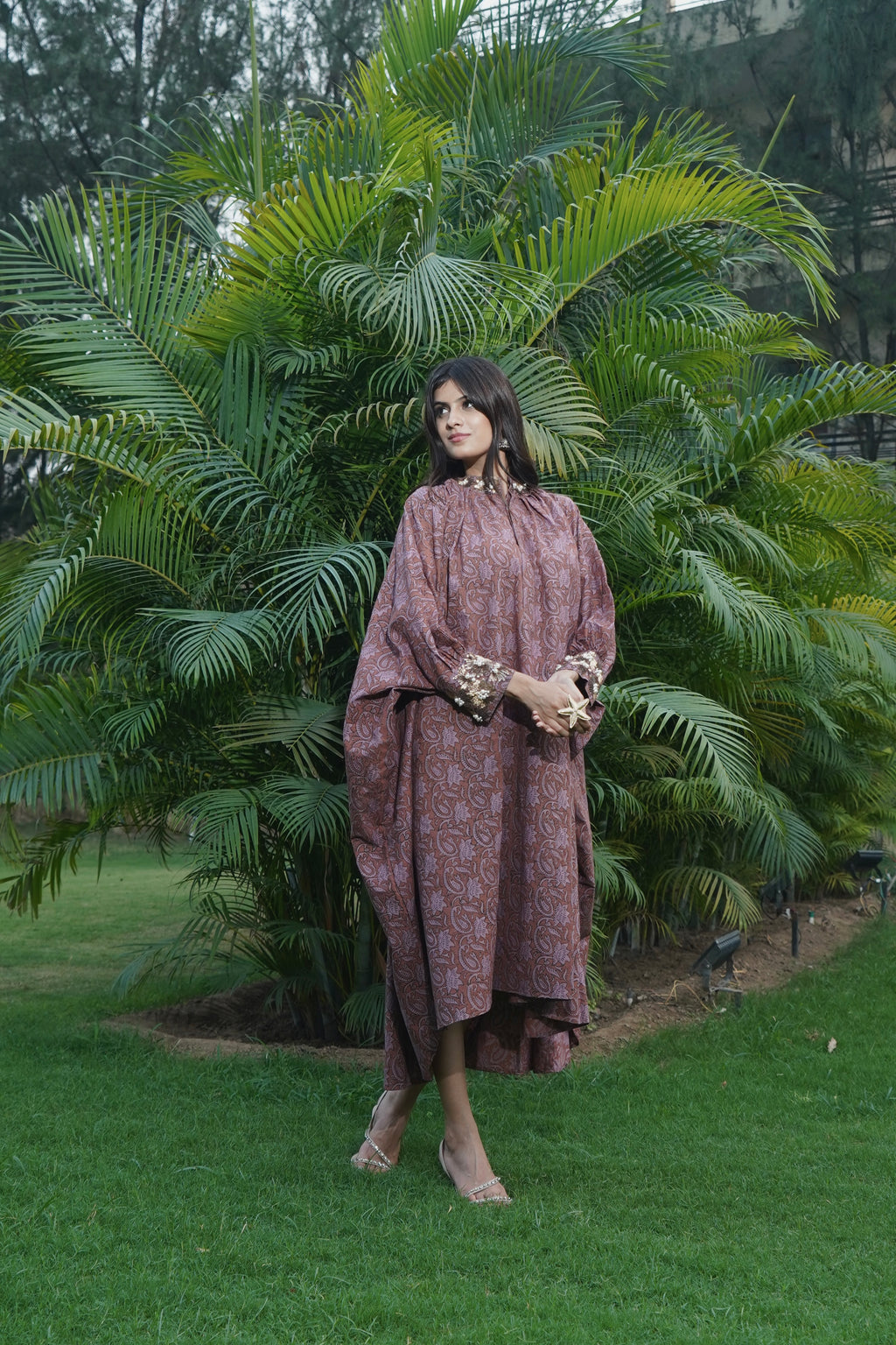 BURNT UMBER FLORAL DRESS