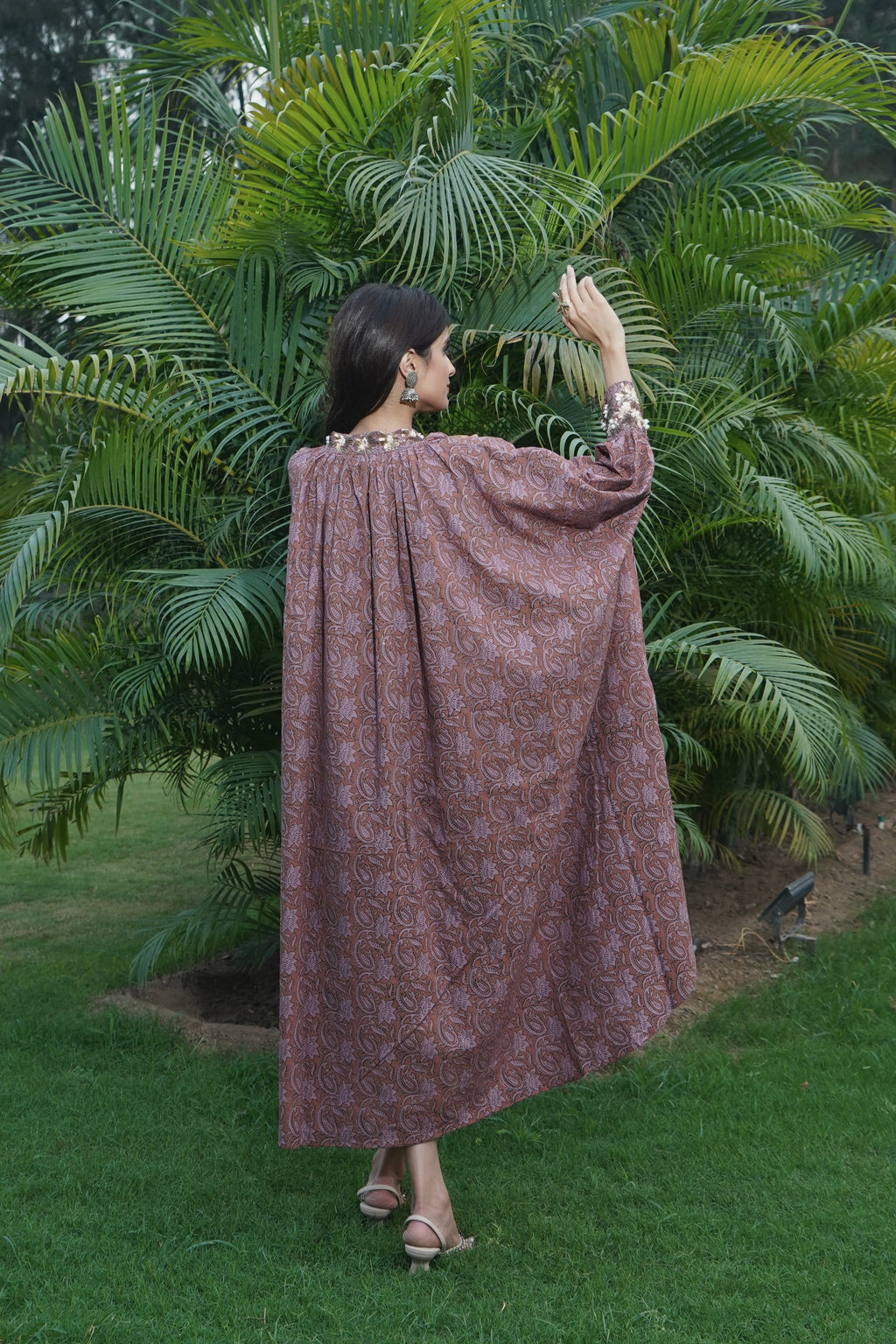 BURNT UMBER FLORAL DRESS