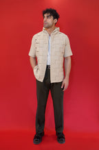 WOVEN SHACKET IN TAUPE