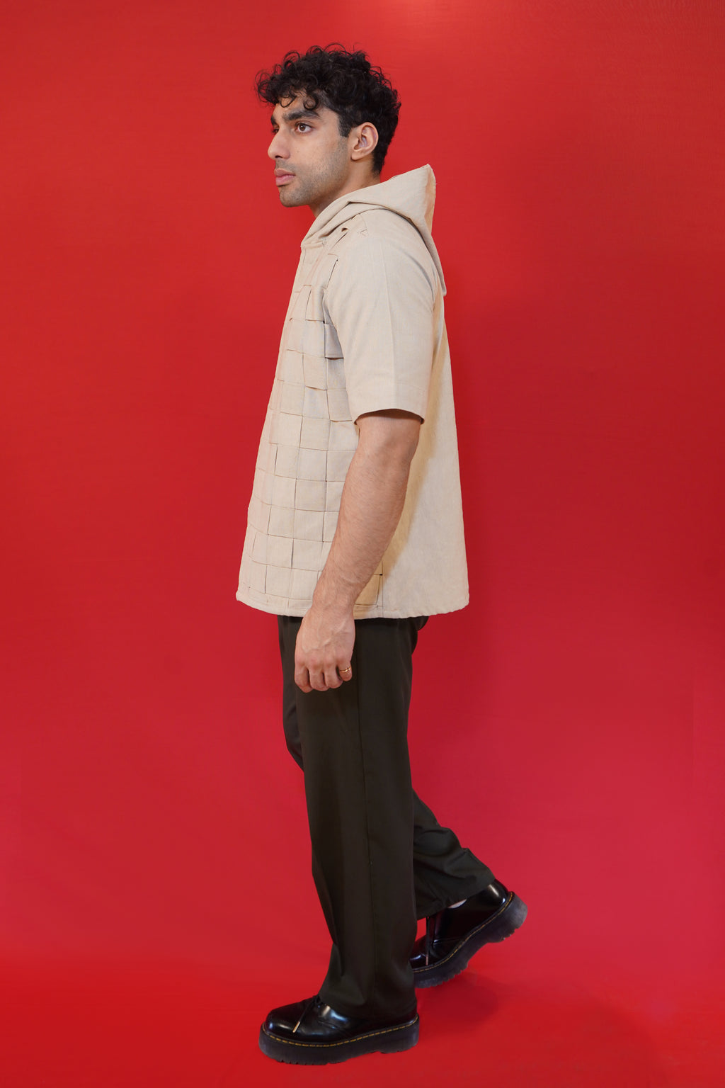 WOVEN SHACKET IN TAUPE