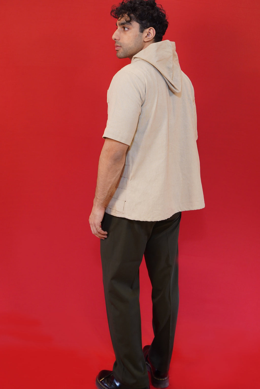 WOVEN SHACKET IN TAUPE