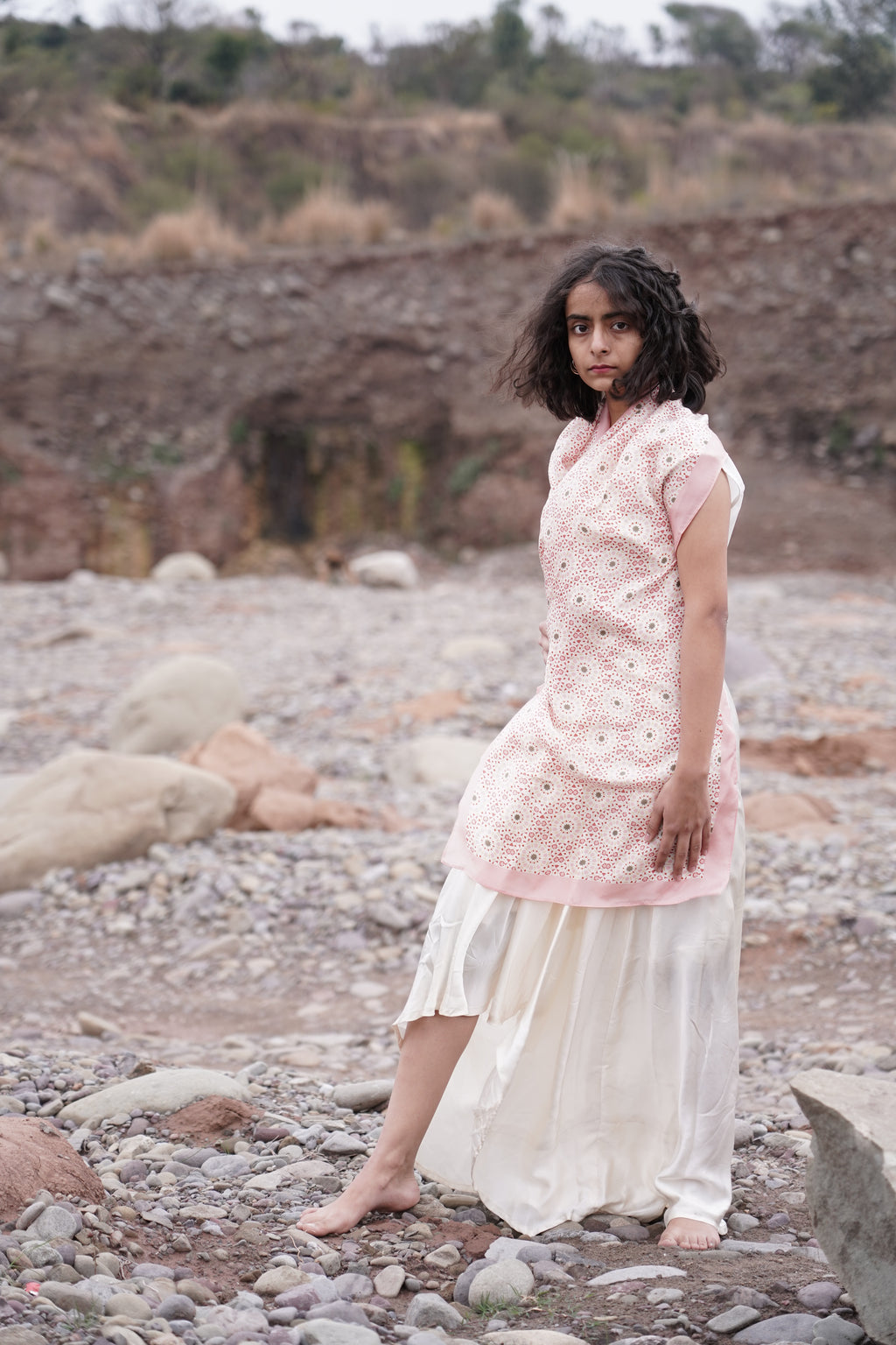 Salmon Pink Motif Stole