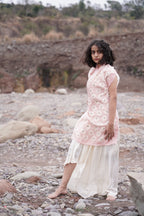 Salmon Pink Motif Stole