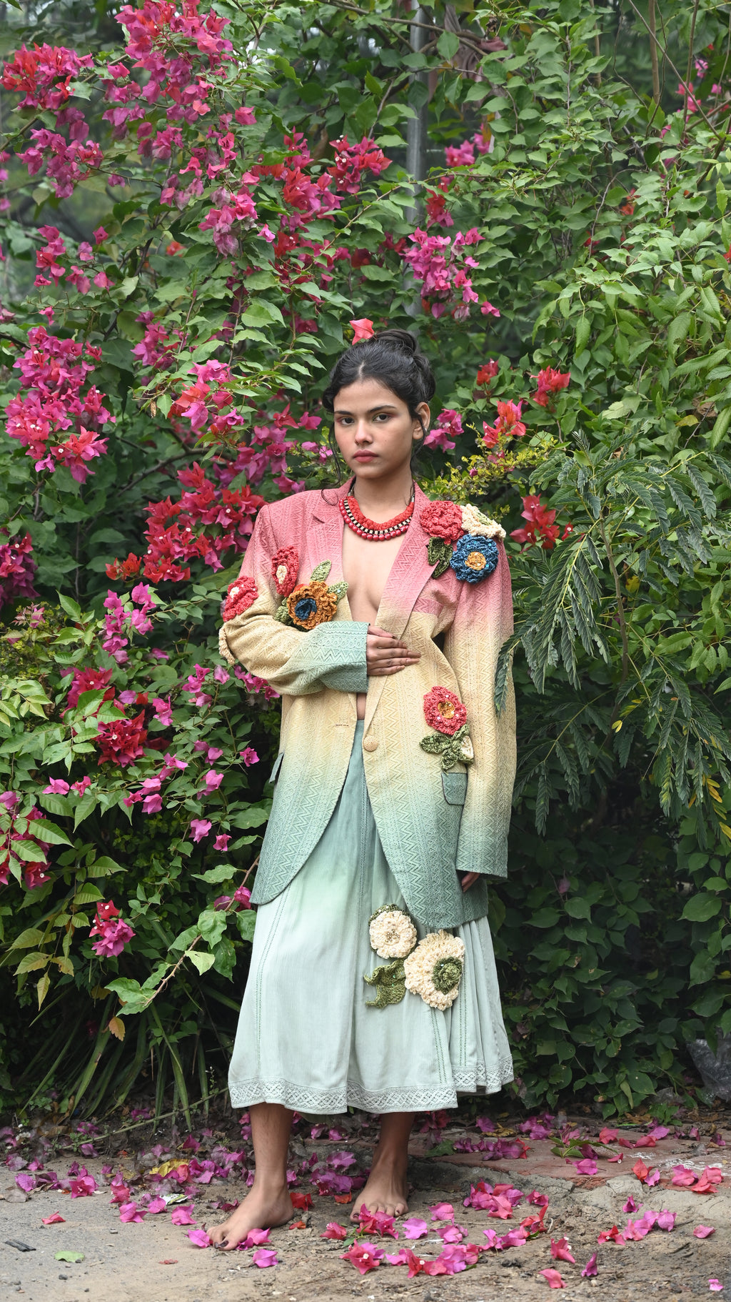 SUMMER HUES CROCHET FLORAL BLAZER