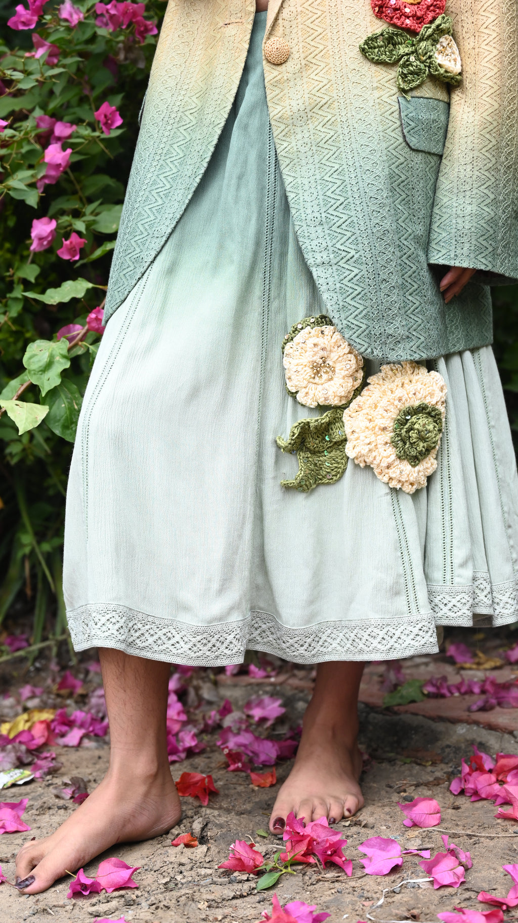 SUMMER HUES CROCHET FLORAL SKIRT SET