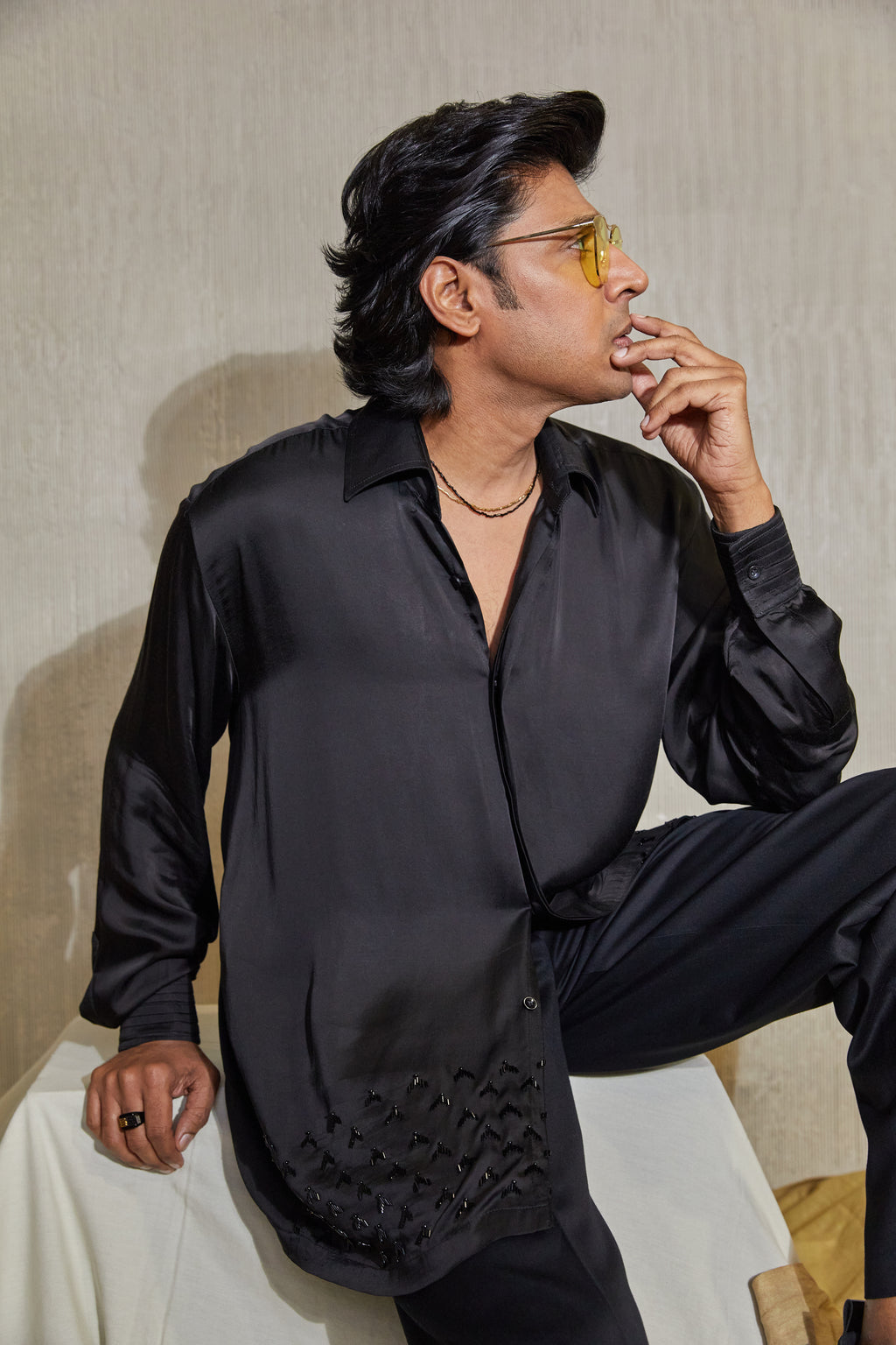 HUMMING BIRD SHIRT IN BLACK