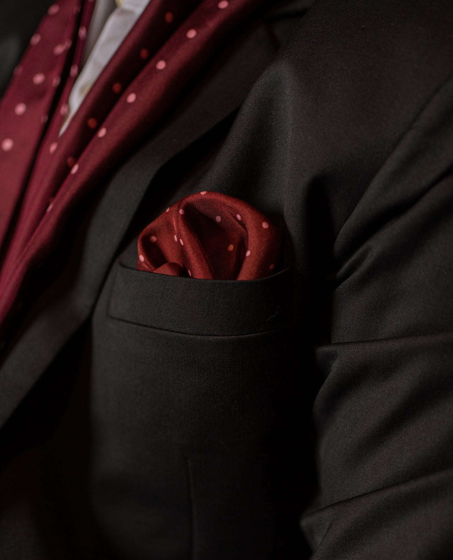 Cherry Polka Dot Pocket Square