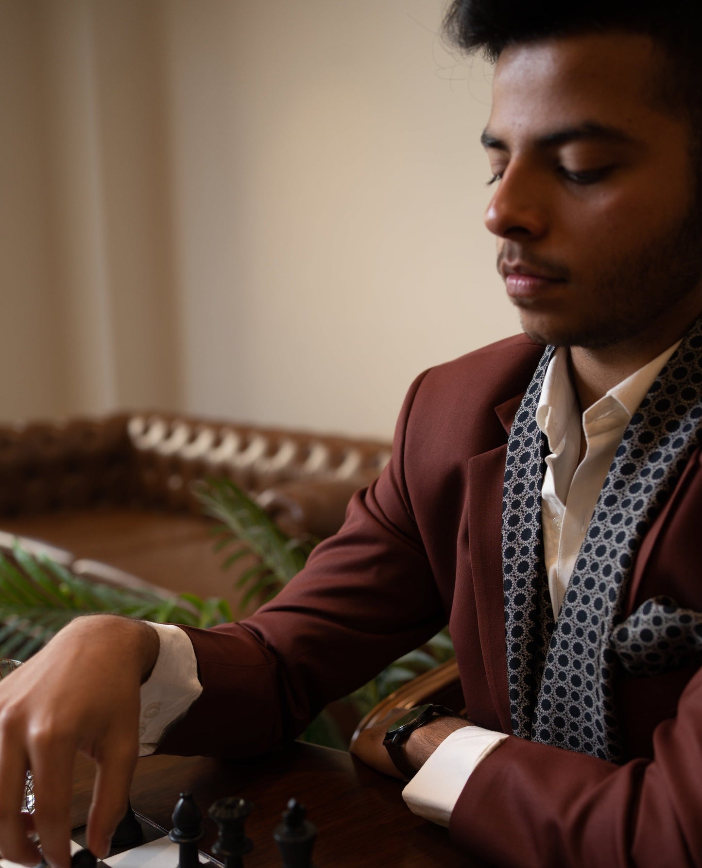 Black & Beige Pocket Square