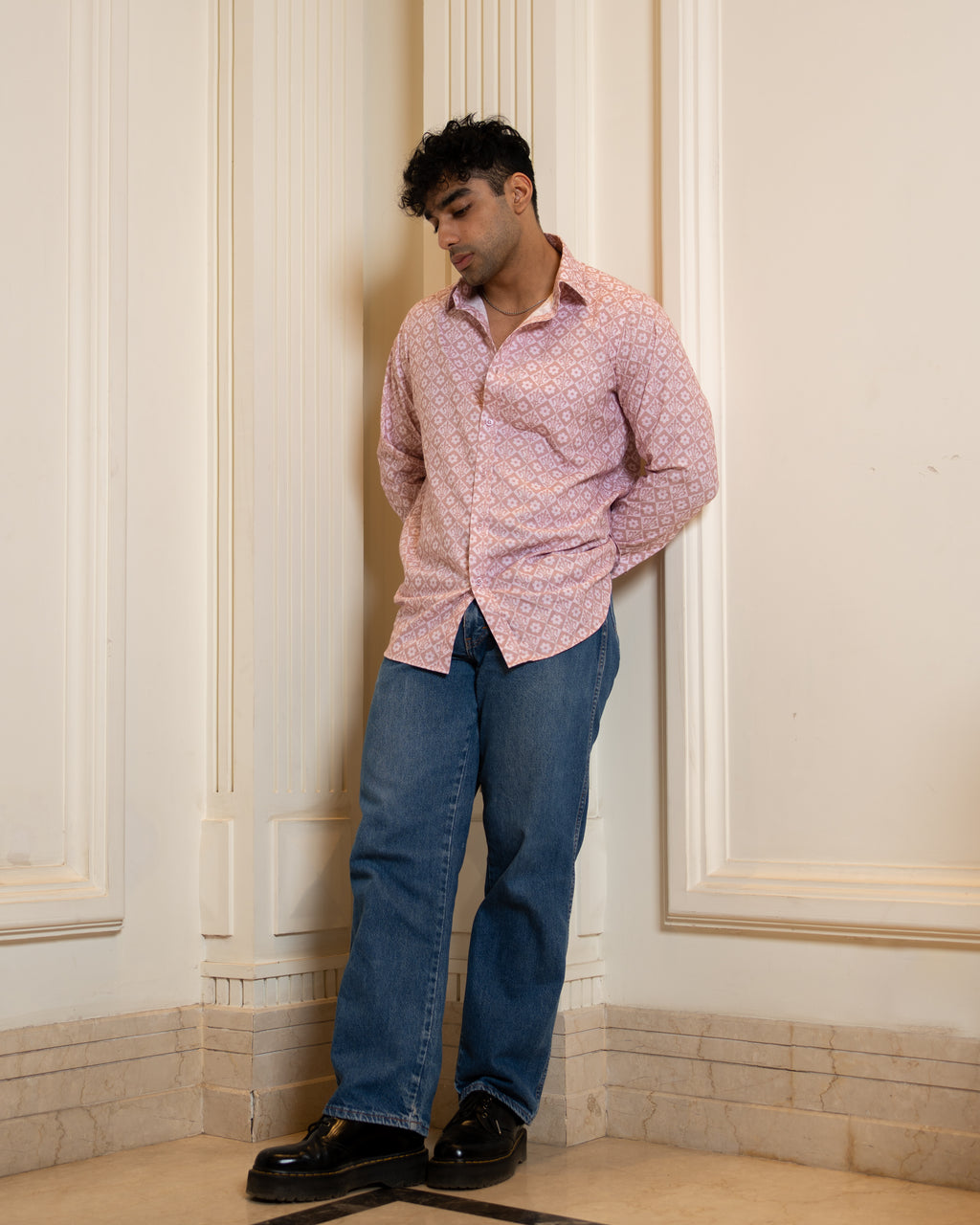 CREPE PINK CHECKERED SHIRT